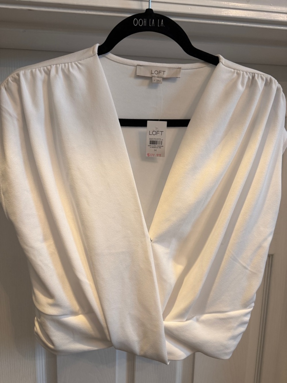 LOFT White V-Neck Wrap Cropped Top NWT Medium